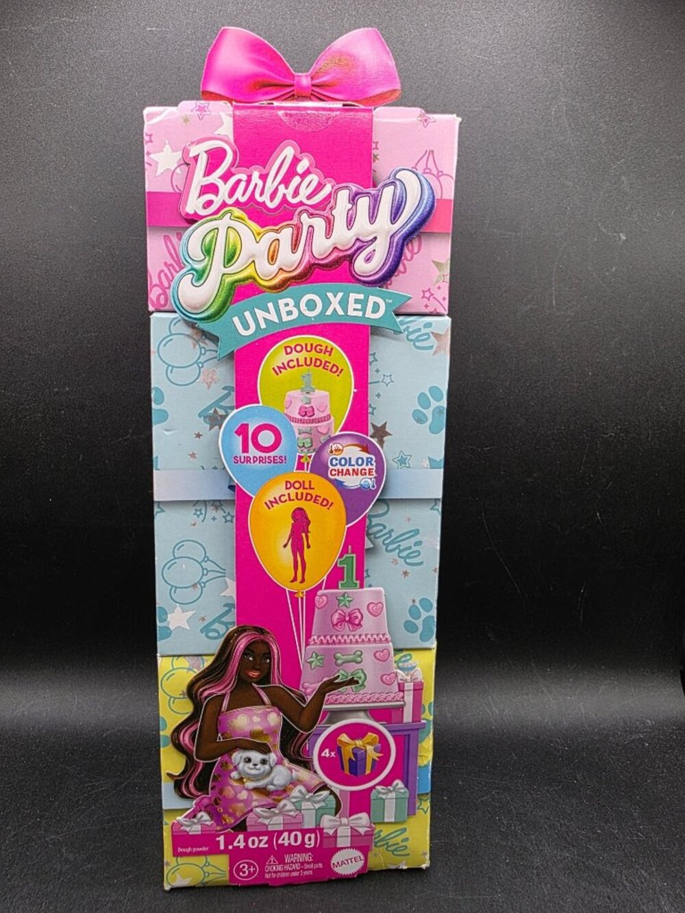 Barbie Party Unboxed Pet Birthday Series Doll With Color Change Feature New
